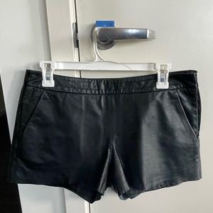 Real leather black shorts